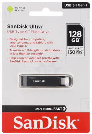 SanDisk Ultra® 128GB USB Type-C™ Flash Drive Speed Up to 150MB/s (SDCZ460-128G-G46)