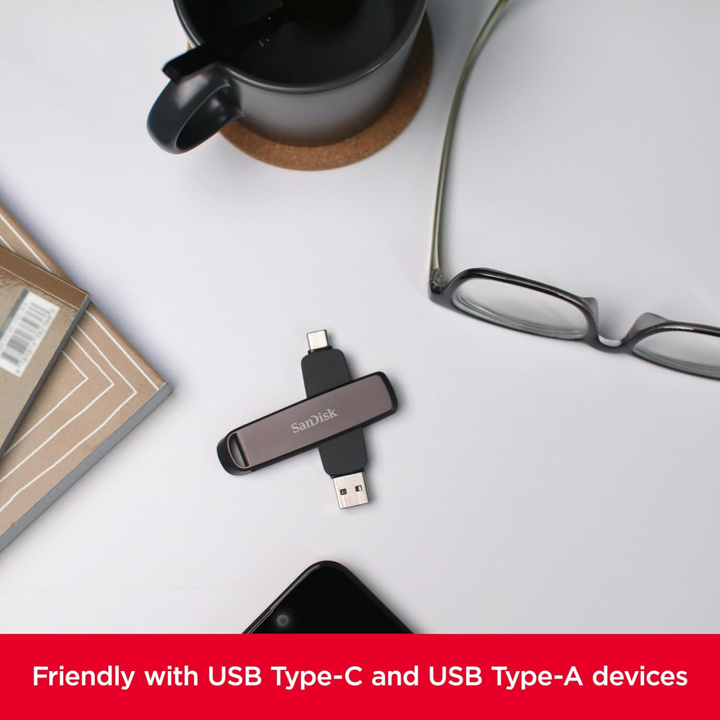 SanDisk Extreme PRO Dual Drive 512GB USB Type-C & USB Type-A USB 3.2 Gen 2 Metal Flash Drive (SDDDE1-512G-G46)