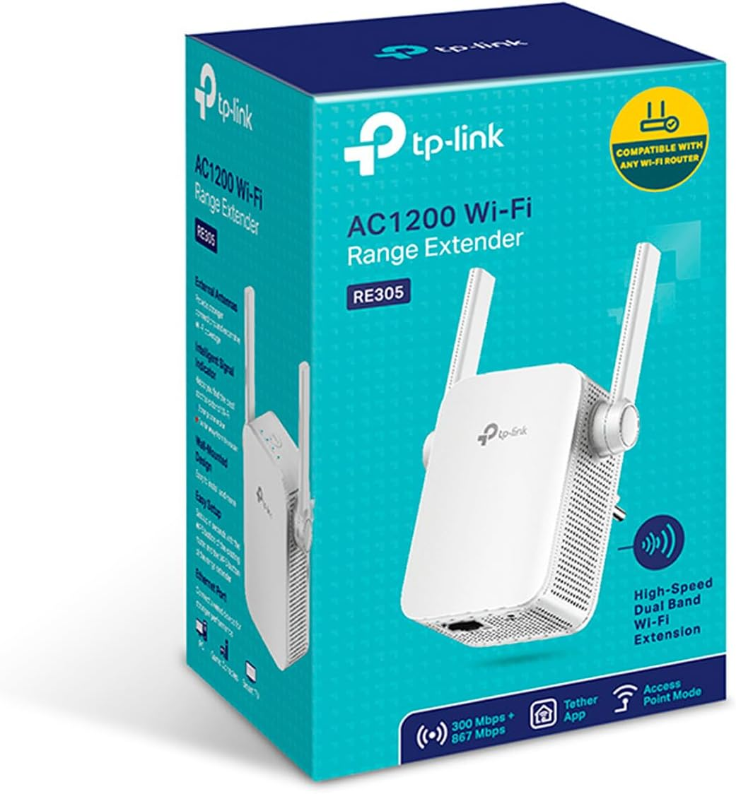 TP-Link RE305 AC1200 Dual-Band Wi-Fi Range Extender – Up to 1.2Gbps, 867Mbps 5GHz, 300Mbps 2.4GHz