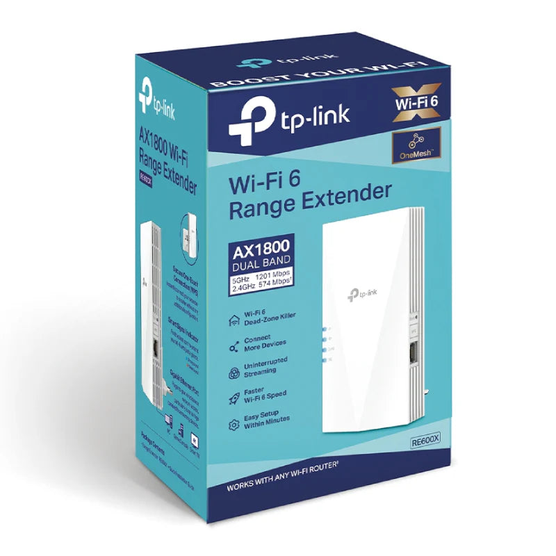 TP-Link (RE600X) AX1800 Wi-Fi 6 Range Extender-5GHz(1201Mbps)Gigabit LAN