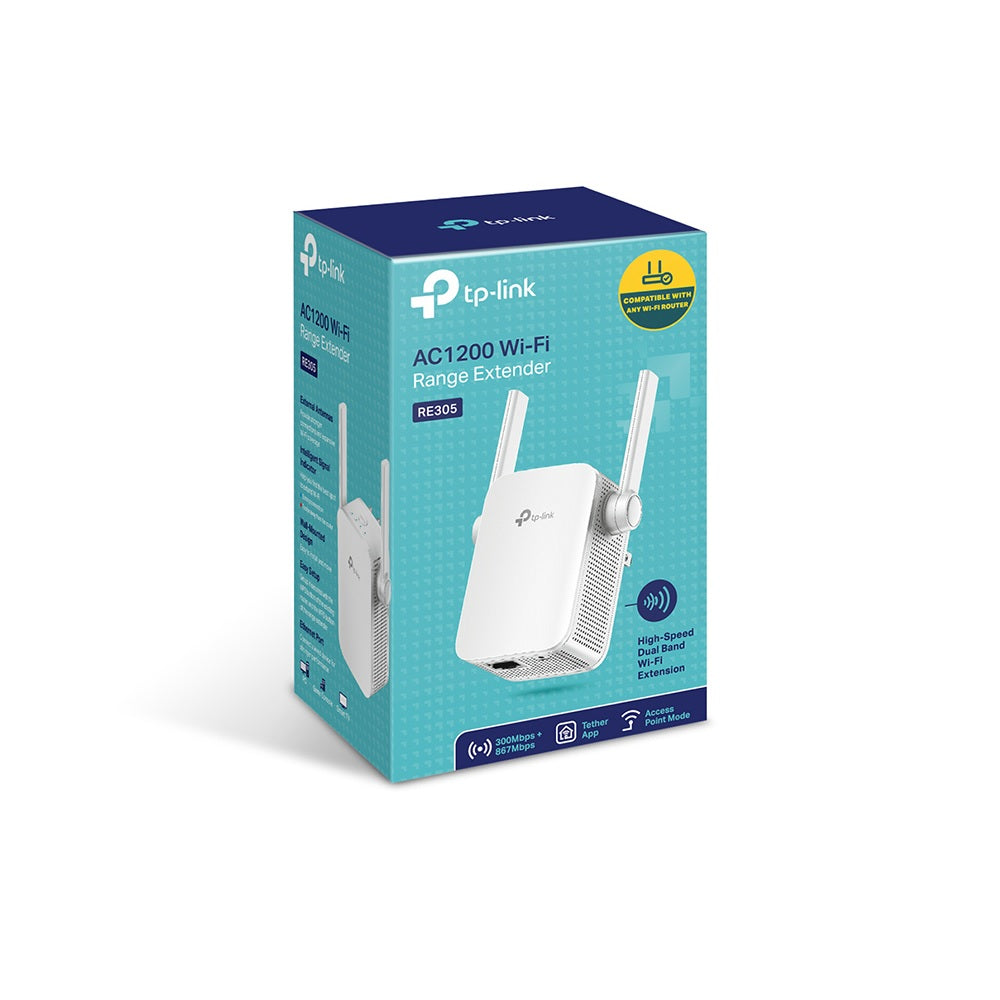 TP-Link RE305 AC1200 Wi-Fi Range Extender-1200Mbps-2.40GHz,5.0GHz/1xRJ-45