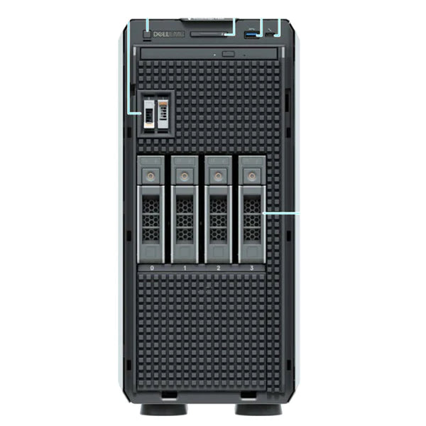 DELL PowerEdge T350 Tower Server (Intel Xeon E-2314 2.8Ghz 4Core, 16GB UDIMM RAM, 2TB 7.2K HDD, PERC H355 , Hot Plug 600W PS,3YRS