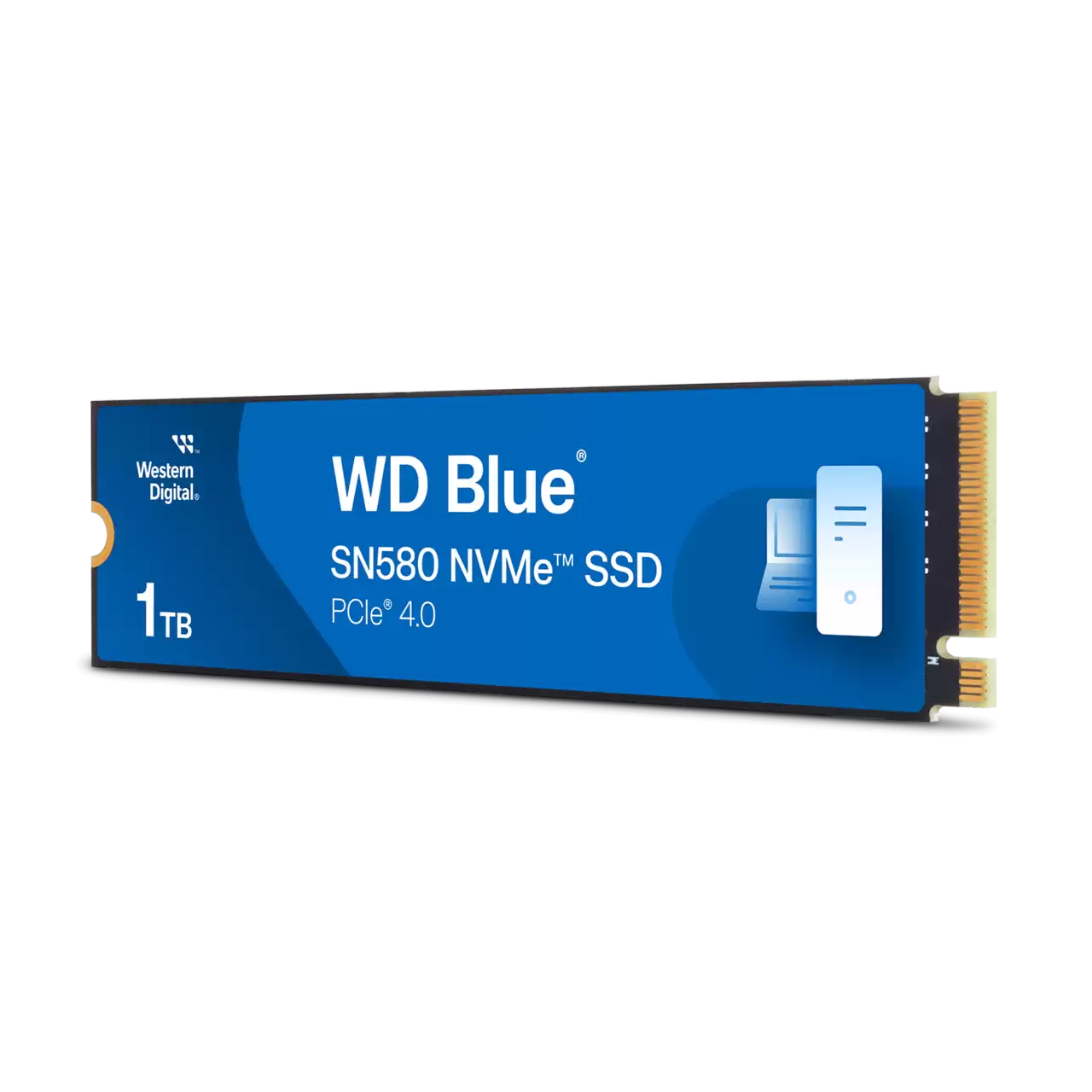 محرك أقراص الحالة الصلبة الداخلي WD Blue 1TB SN580 NVMe SSD - Gen4 x4 PCIe 16Gb/s، M.2 2280، حتى 4,150 ميجابايت/ثانية - WDS100T3B0E