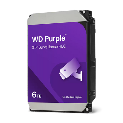 Western Digital WD Purple 6TB Surveillance Internal Hard Drive 3.5" SATA 6Gb/s 5400RPM 256MB Cache CMR - WD64PURZ