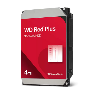 WD Red Plus 4TB NAS Hard Drive - 5400 RPM Class SATA 6Gb/s, CMR, 256MB Cache, 3.5 Inch - WD40EFZZ