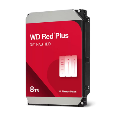 WD Red Plus 8TB NAS Internal Hard Drive 3.5" SATA 6Gb/s 5640RPM 256MB Cache CMR - WD80EFPX